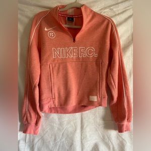Nike quarter zip crop pullover light pink XS
